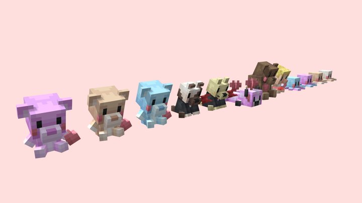 Valentines Plushies 3D Model