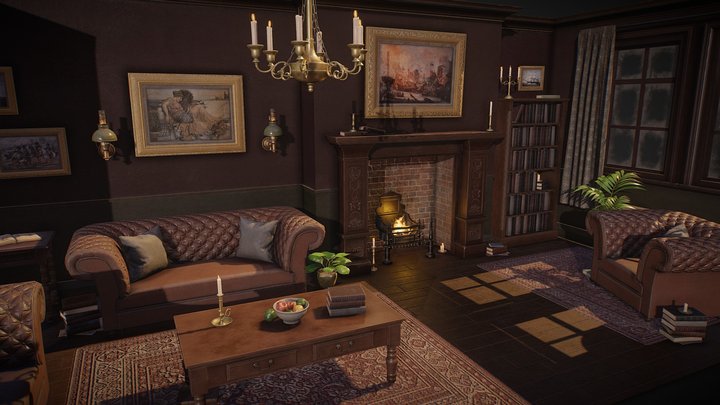 Victorian Living Room 3D Model