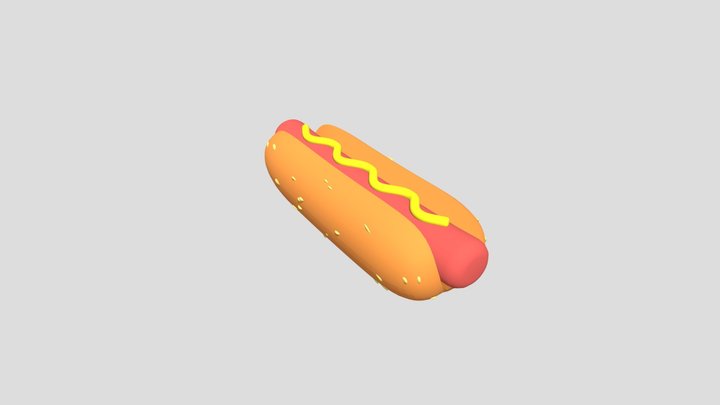 Low-poly cartoony hot dog 3D Model