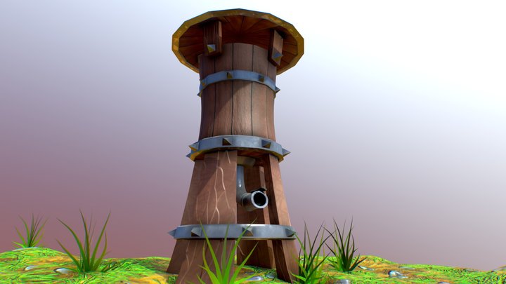 Stylized Water Tower 3D Model