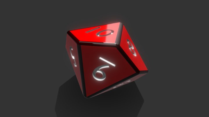 Ten-sided dice (d10) 3D Model