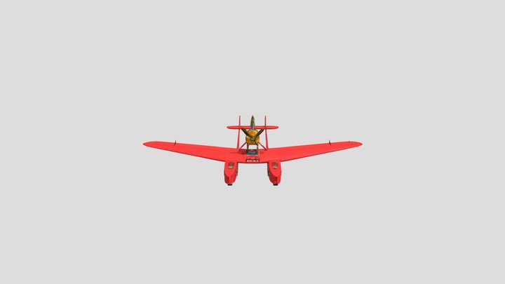 red seaplane with twin hulls 3D Model