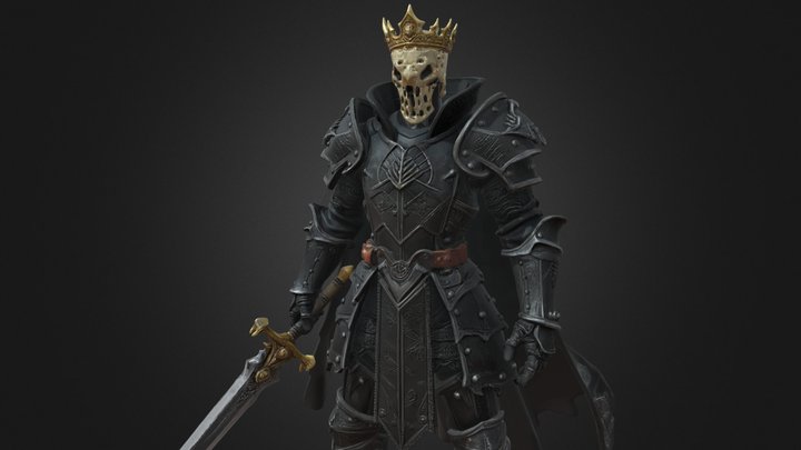 Corrupted King in Black Armor with Bone Crown