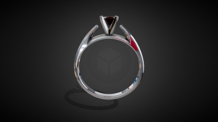 Engagement Ring - High Profile Round Diamond v5 3D Model