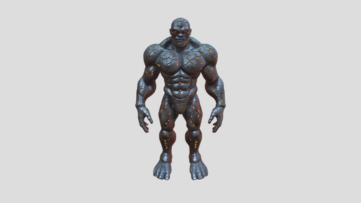 Realistic Lava Stone Golem – High-Quality 3D Model
