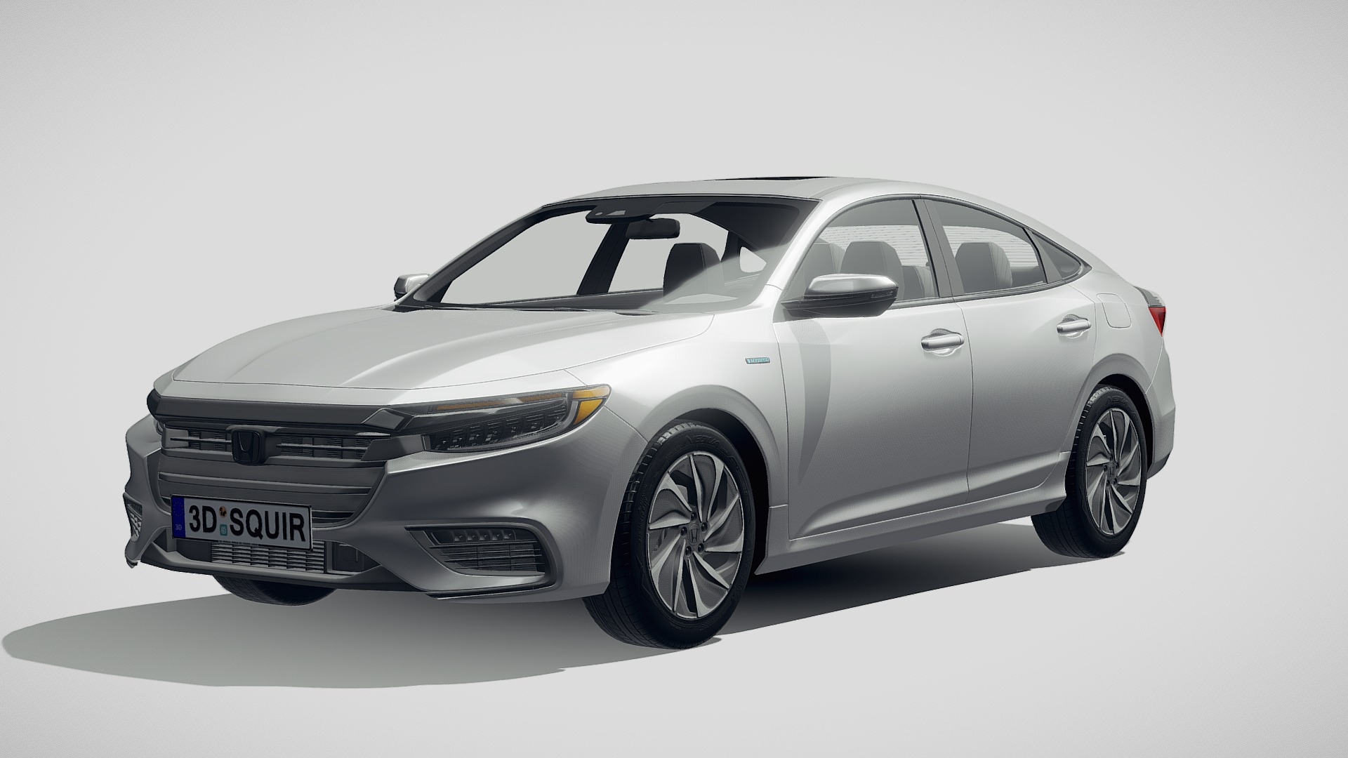 3D model Honda Insight 2019 - This is a 3D model of the Honda Insight 2019. The 3D model is about a silver car with a white background with Holden Arboretum in the background.
