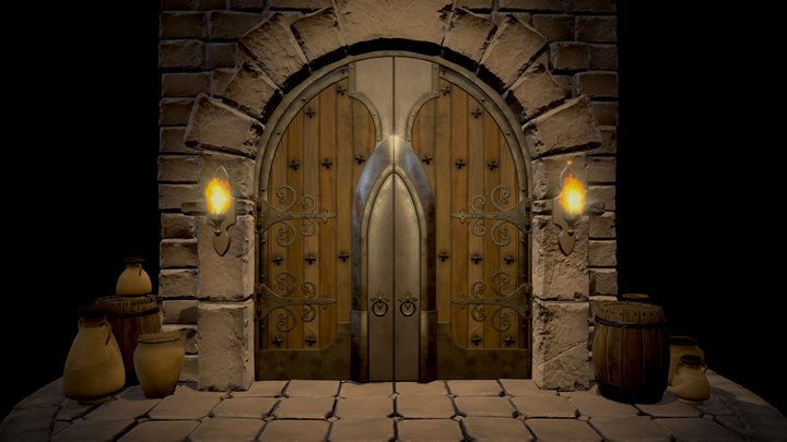 Medieval Gate with Animations 3D Model