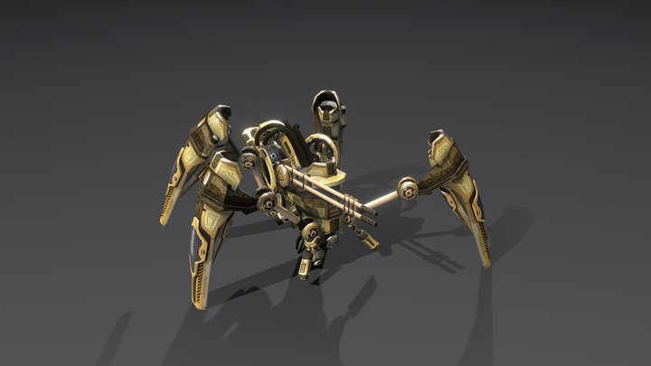 Spider Drone - 5 Skins with Walking Cycle 3D Model