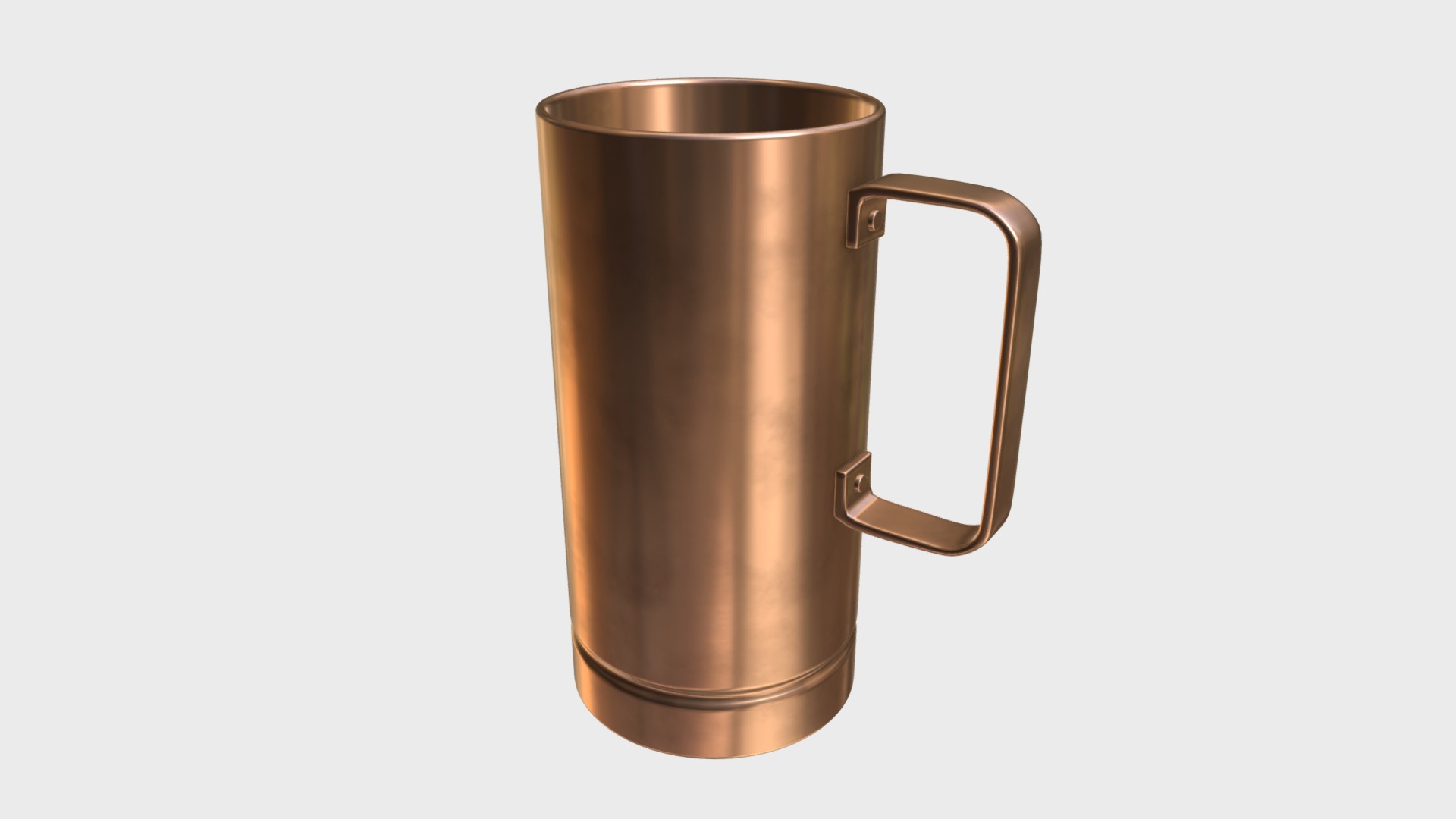 3D model Pure copper tall mug - This is a 3D model of the Pure copper tall mug. The 3D model is about a metal canister with a handle.