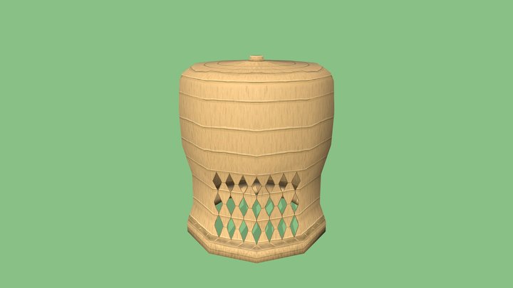 Komuso hat handpainted 3D Model