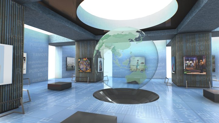VR Virtual Reality Gallery Earth fake lighting 3D Model