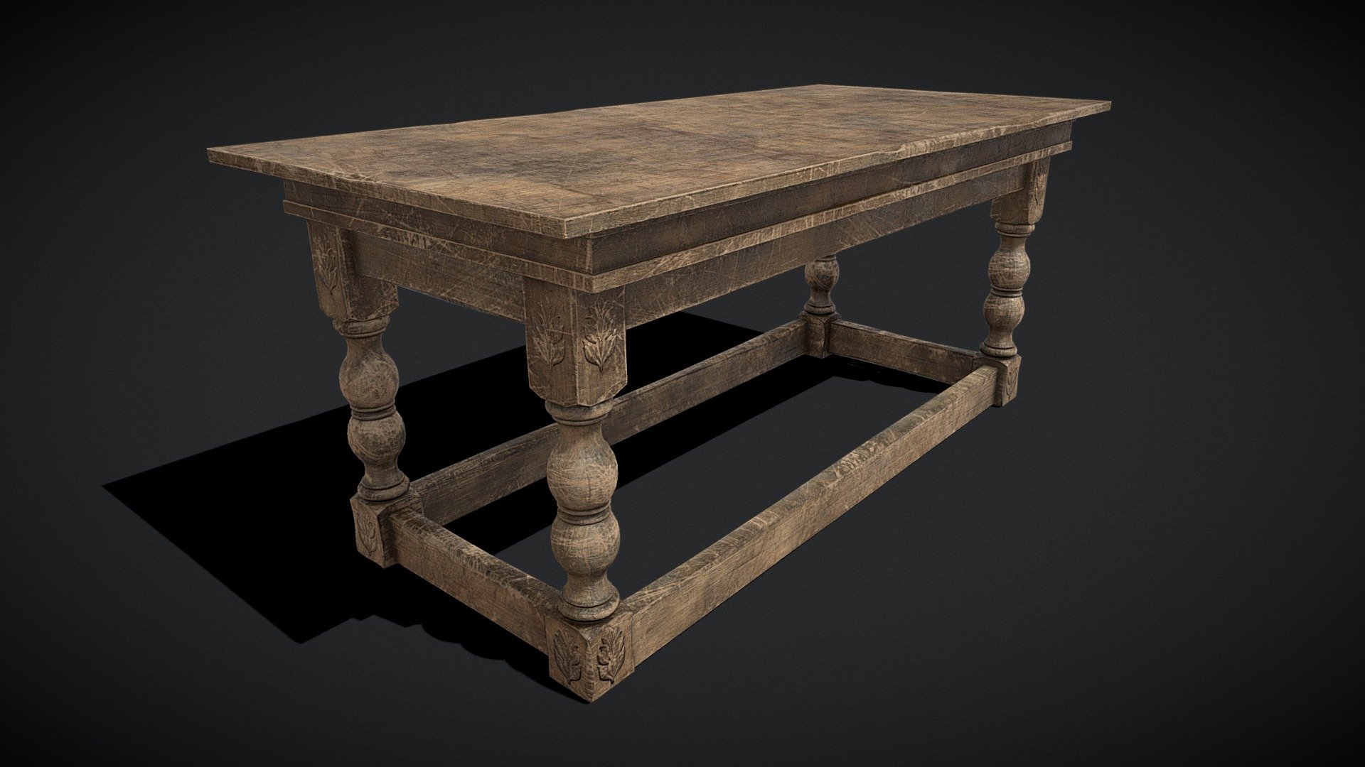 Renaissance Elegant Long Table - Buy Royalty Free 3D model by ...