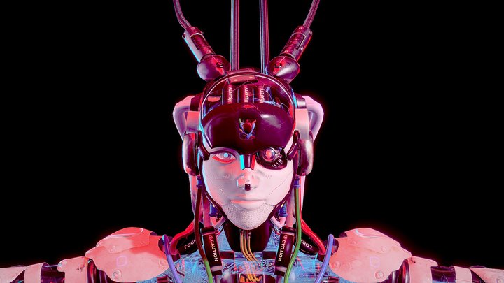 Futuristic Female Robot 3D Model