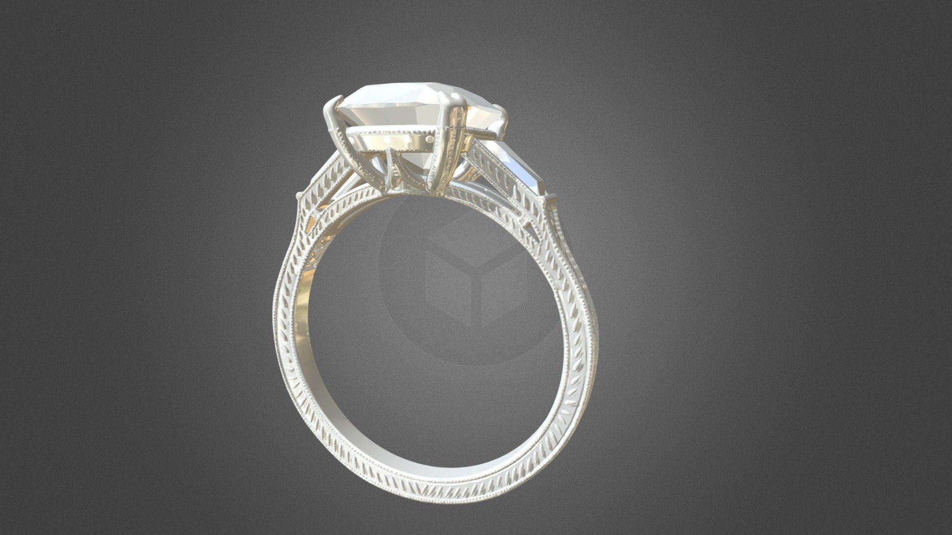 Shelley ring one stone and baguettes 181226 - 3D model by VE AND VILE ...