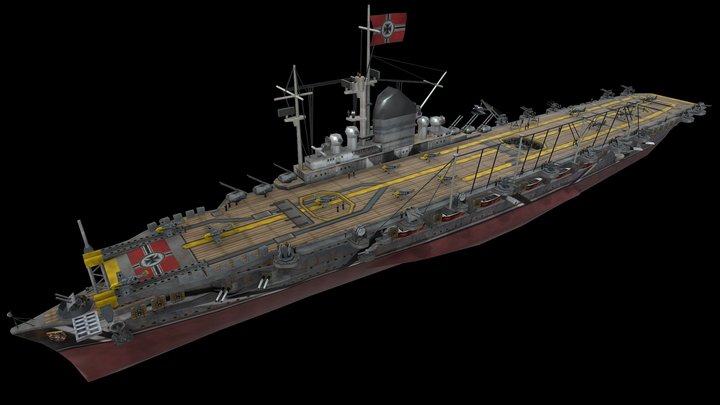 German aircraft carrier Graf Zeppelin (low poly) 3D Model