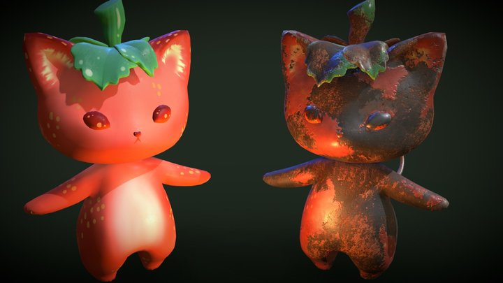 Strawberry Cat. low poly