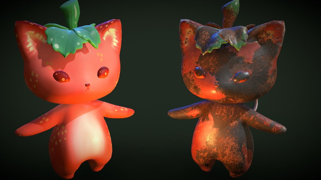 Strawberry Cat. low poly