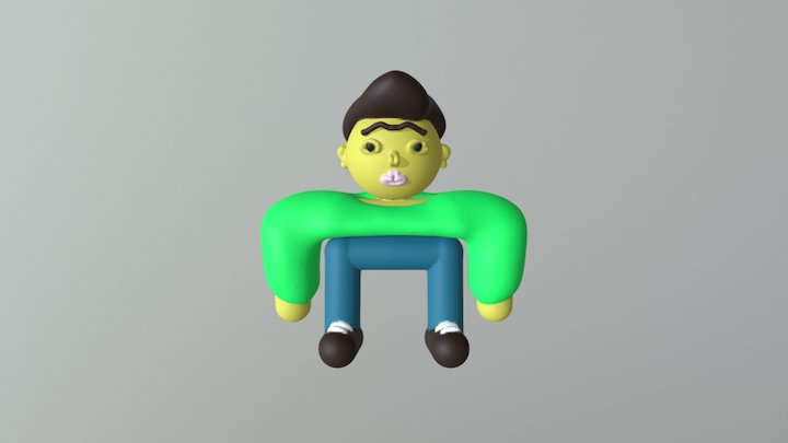 Kid wearing a green shirt 3D Model