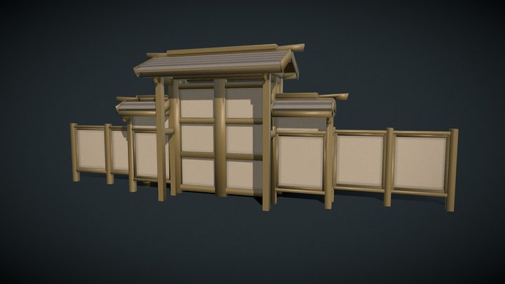 Japanese Garden Gate 3D Model