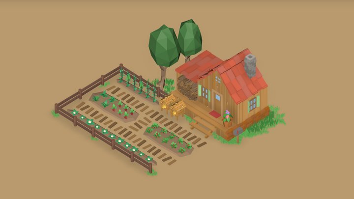 Stardew Valley House Iso 3D Model