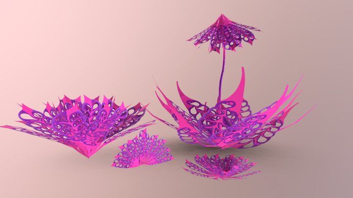 Fantastic plant illustrated by hand made 3D Model