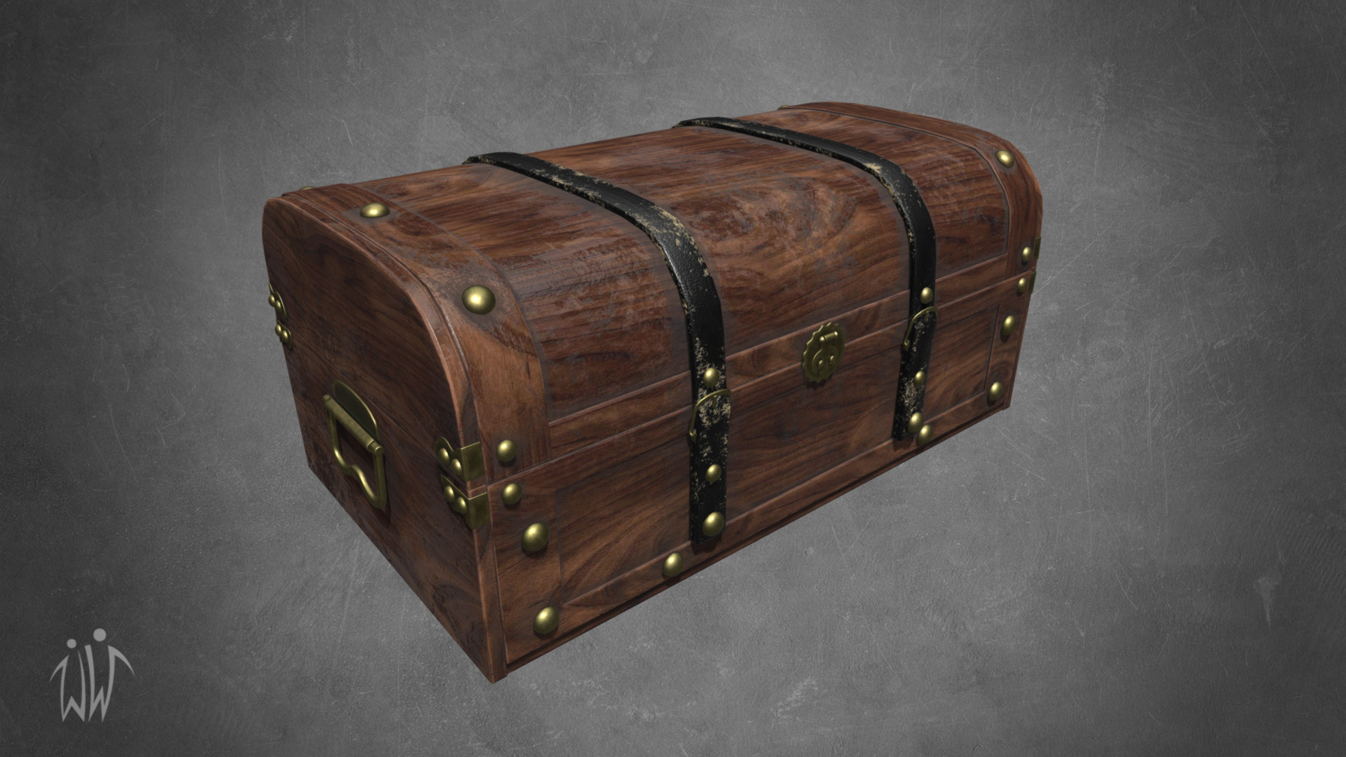3D model Old chest - This is a 3D model of the Old chest. The 3D model is about a brown leather case.