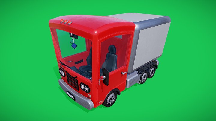 Stylized Box Truck 3D Model