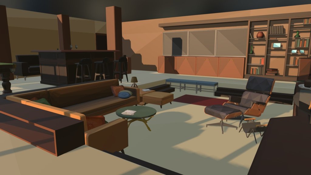 Mid-century Modern Interior Vector Model