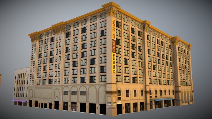 Bulding Pacific Electric Lofts Low Poly 3D Model