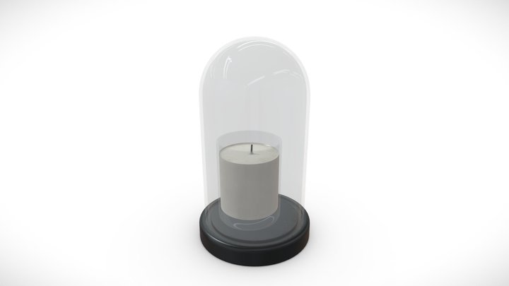 Candle in Glass Dome 3D Model