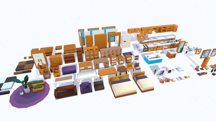 Cubed Bear Basic Cozy Interior Home v1.3 3D Model
