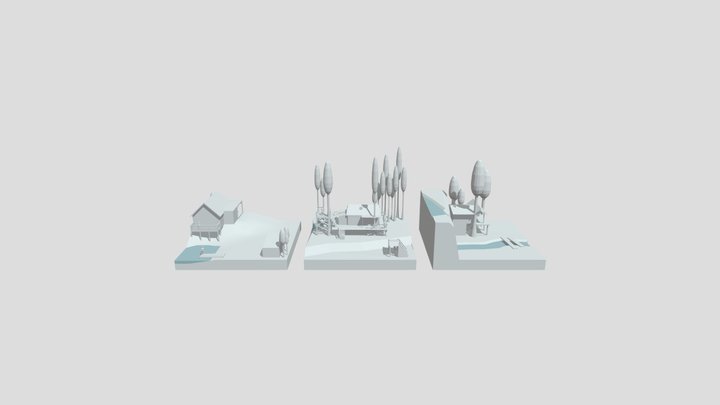 Forest Loner - Diorama and house blockout 3D Model