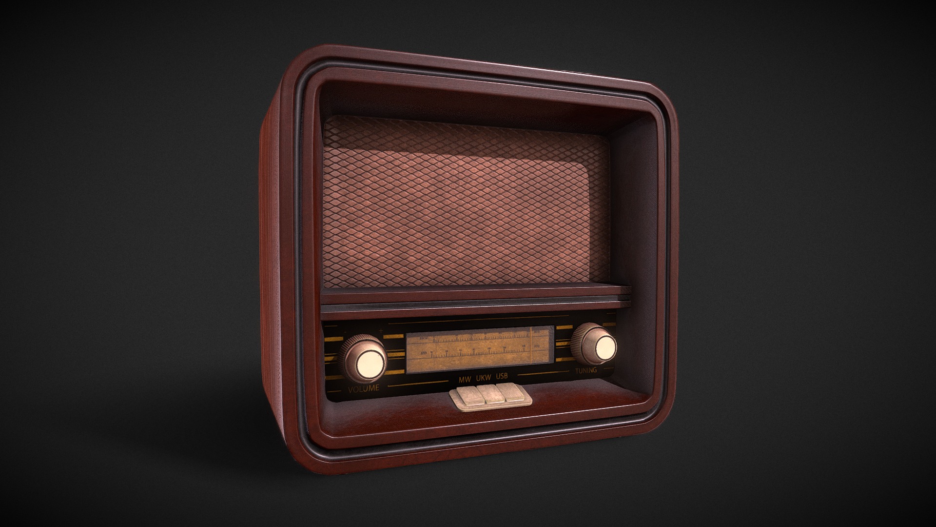 3D model Retro Radio - This is a 3D model of the Retro Radio. The 3D model is about a red rectangular object with buttons and a metal panel.
