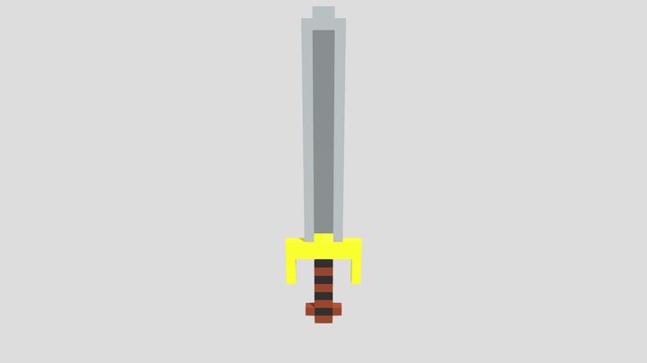 3D Voxel Gold Sword 3D Model