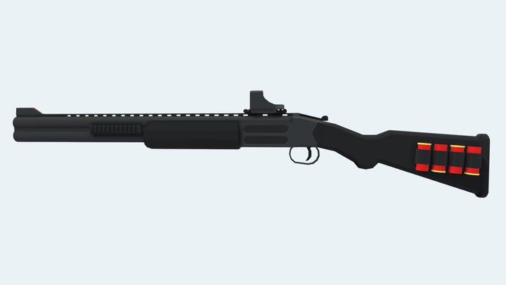 Low Poly Tactical Double Barrel Shotgun 3D Model