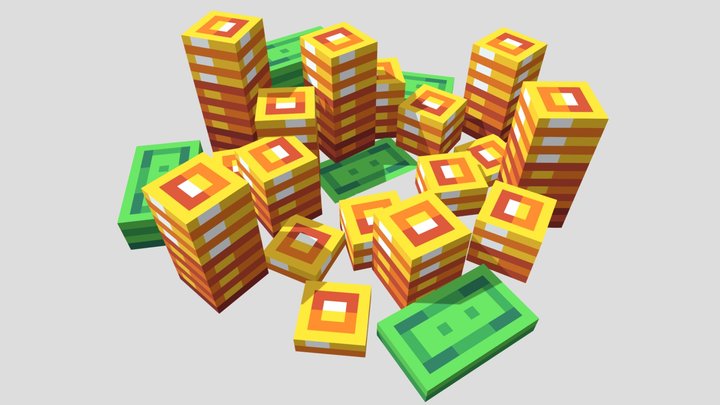 Coins And Money 3D Model