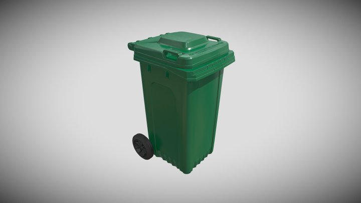 Green 100L-Trash-Can-Plastic-Waste-Garbage-Bin 3D Model