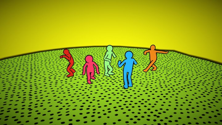 Keith Haring  Pop Art Dancers Animation 3D Model