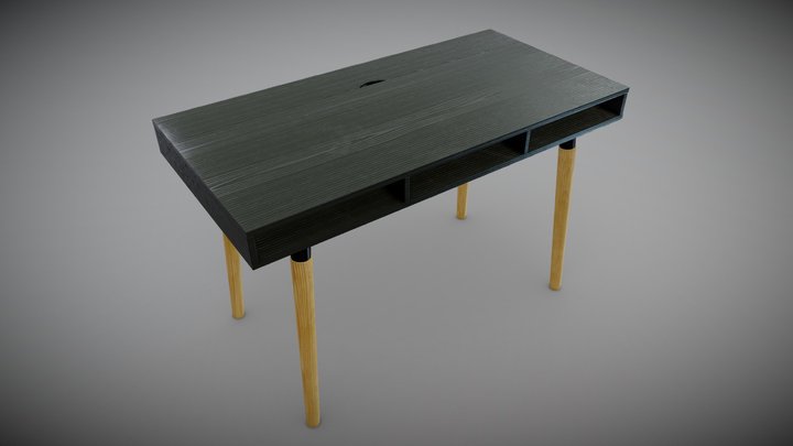 Minimalistic modern wooden black desk. 3D Model