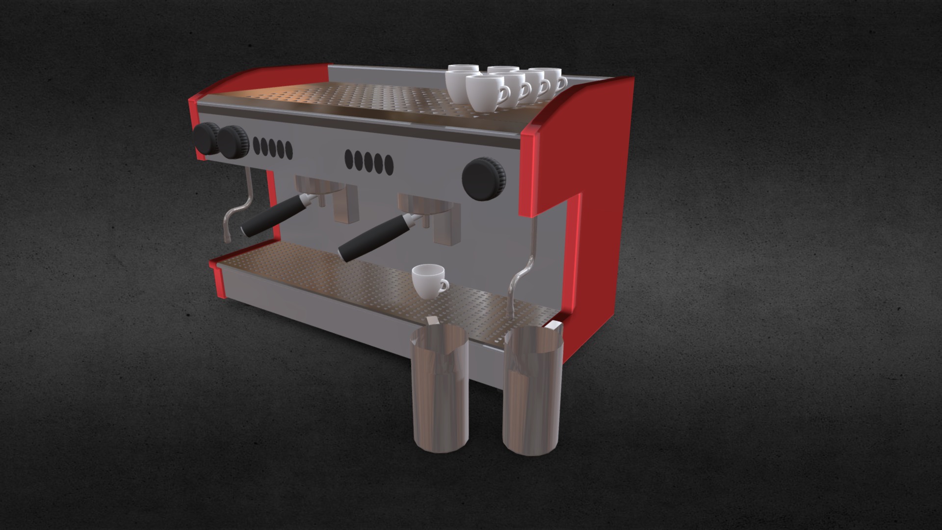 3D model Cafe Coffee Machine For Barista - This is a 3D model of the Cafe Coffee Machine For Barista. The 3D model is about a white and red toy.