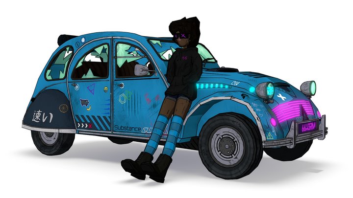 Cyberpunk Citroën 2CV 3D Model