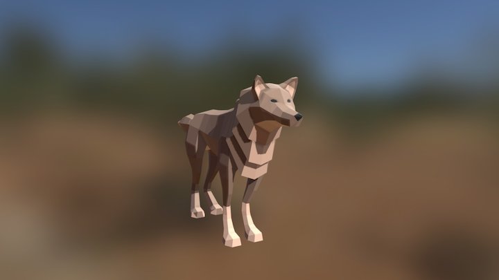 Low poly Wolf 3D Model