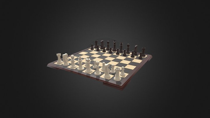 Chess board & pieces 3D Model