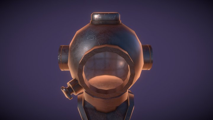 low poly Diving Helmet 3D Model