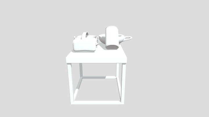 Table with stuff 3D Model