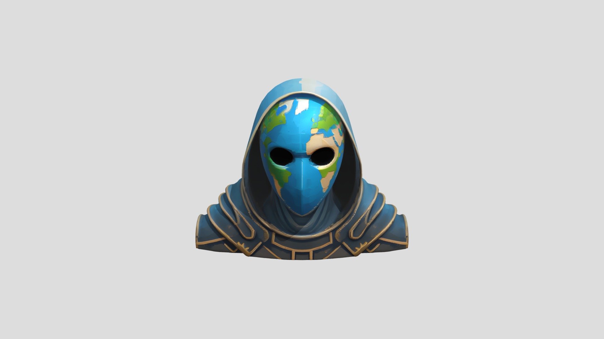 masked figure with world map face - 3D model by IDKWELLSPOKEN [82ac6d4 ...