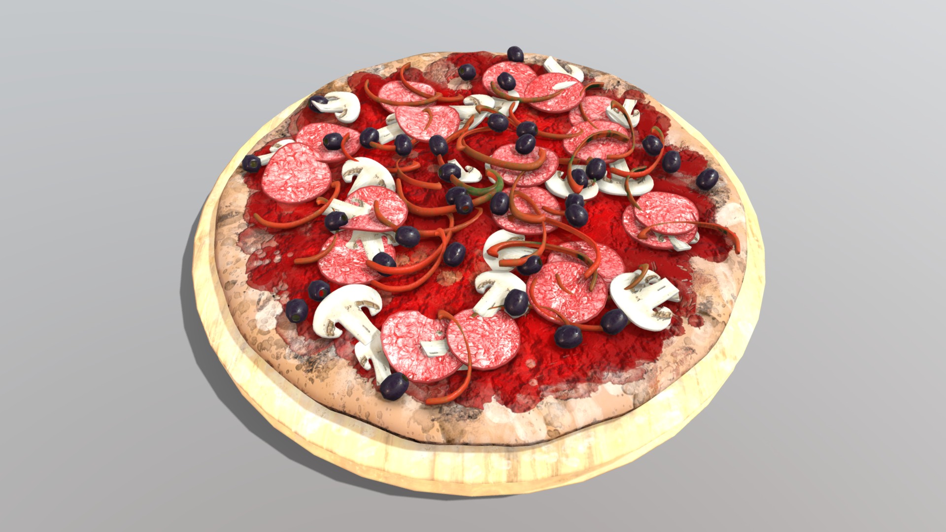 3D model Mushroom Pizza On Plate - This is a 3D model of the Mushroom Pizza On Plate. The 3D model is about a pie with fruit on top.