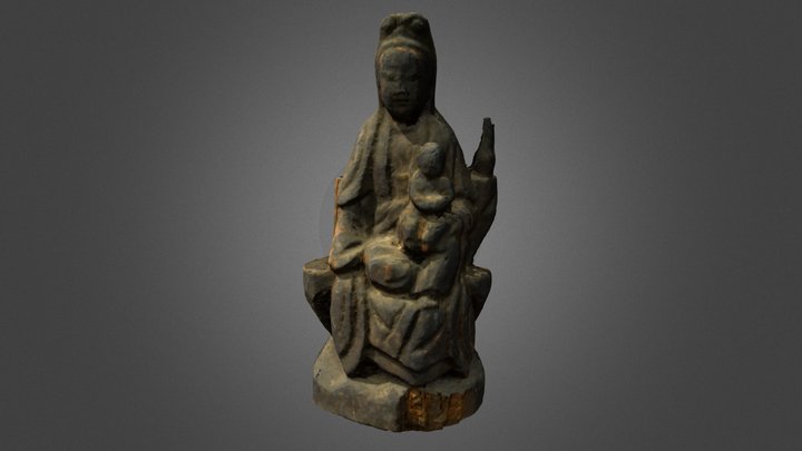 Guanyin Statue with Child 3D Model