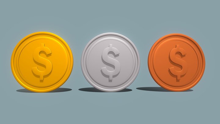 Dollar Sign Coin Pack 3D Model