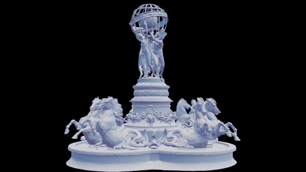 3D model Fontaine des Quatre-Parties-du-Monde (Paris) - This is a 3D model of the Fontaine des Quatre-Parties-du-Monde (Paris). The 3D model is about a white statue of a person.